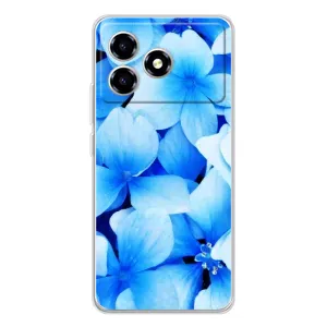 Силиконовый бампер с принтом (цветочки) на ZTE Blade A36 (Синие цветы)