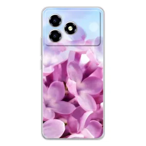 Силиконовый бампер с принтом (цветочки) на ZTE Blade A36 (Сиреневые цветы)