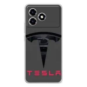 Силиконовый бампер с картинкой машины на ZTE Blade A36 (Logo TESLA)