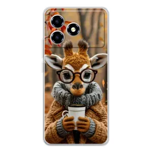 Печатный чехол «Зверята с кофе» для ZTE Blade A36 (Жираф с кофе)