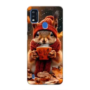 Печатный чехол «Зверята с кофе» для ZTE Blade A51 (Белка с кофе)