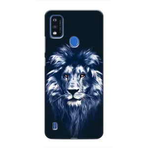 Чехол с картинкой на ZTE Blade A51 (Лев - синий)