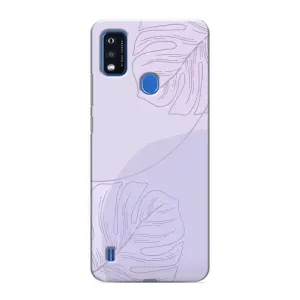 Чехол цветочный дизайн для ZTE Blade A51 (Монстера фиолетовая)