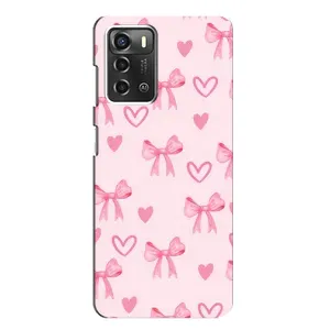 Чехол банты для ZTE Blade A52 (Бантики и сердечки)