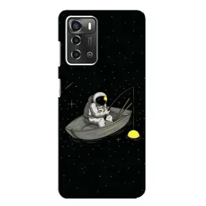 Силиконовый Чехол с принтом "Космонавты" на ZTE Blade A52 (Космонавт на рыбалке)