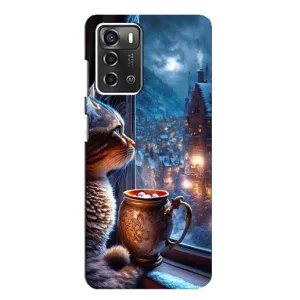 Чехлы на Новый Год ZTE Blade A52 (Кот новогодний)