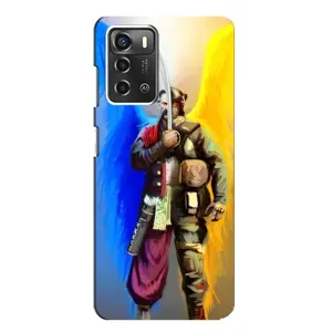 Чехол с картинкой (Патриотический КОЗАК) на ZTE Blade A52 (Козак с крыльями)