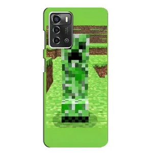 Чехлы для ZTE Blade A52 (Персонажи Майн Крафт) (Крипер 2)