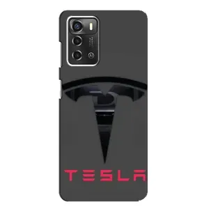 Силиконовый бампер с картинкой машины на ZTE Blade A52 (Logo TESLA)