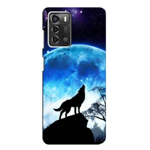 Чехол с Волком на ZTE Blade A52 (Воет на луну)