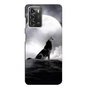 Чехол с Волком на ZTE Blade A52 (Волк и луна)