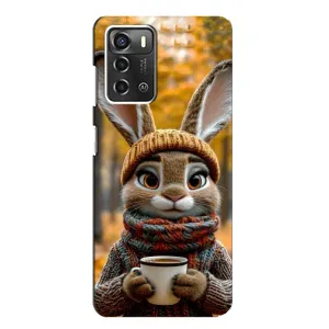 Друкований чохол 'Звірята з кавою' для ZTE Blade A52 (Зайчик з кавою)