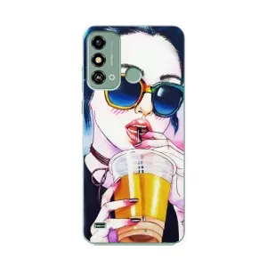 Чохол з картинкою Модні Дівчата ZTE Blade A53 (Дівчина з коктейлем)