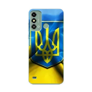 Чехол с картинкой (Патриотический ГЕРБ) на ZTE Blade A53 (Герб и Флаг Украины)