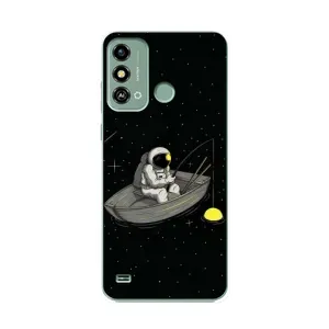 Силиконовый Чехол с принтом "Космонавты" на ZTE Blade A53 (Космонавт на рыбалке)