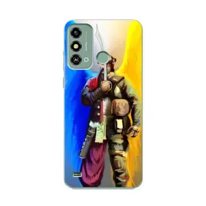 Чехол с картинкой (Патриотический КОЗАК) на ZTE Blade A53 (Козак с крыльями)