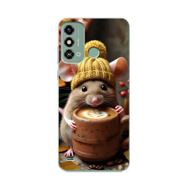 Чехол с рисунком «Мышка с кофе» для ZTE Blade A53 Чехол с рисунком «Мышка с кофе» для ZTE Blade A53