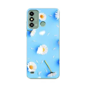 Чохол з Квітами для ZTE Blade A53 (ромашки на блакитному)