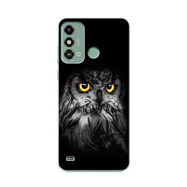Чехол с рисунком «Сова на чёрном» для ZTE Blade A53