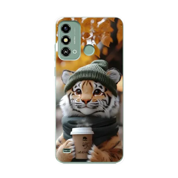 Чехол с рисунком «Тигр с кофе» для ZTE Blade A53 Чехол с рисунком «Тигр с кофе» для ZTE Blade A53