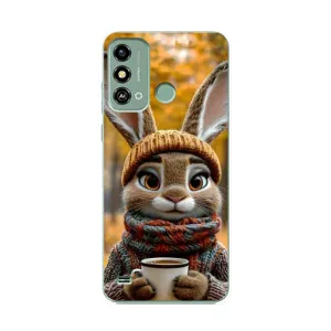 Друкований чохол 'Звірята з кавою' для ZTE Blade A53 (Зайчик з кавою)