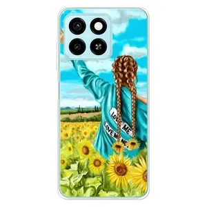 Чехол Стильные девушки на ZTE Blade A55 (Девушка на поле)