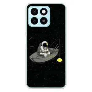 Силиконовый Чехол с принтом "Космонавты" на ZTE Blade A55 (Космонавт на рыбалке)