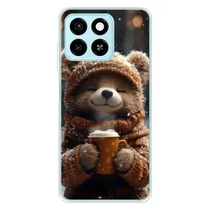 Друкований чохол 'Звірята з кавою' для ZTE Blade A55 (Ведмедик з кавою)