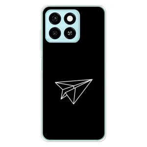 Чехол с картинками на черном фоне для ZTE Blade A55 (Самолетик)