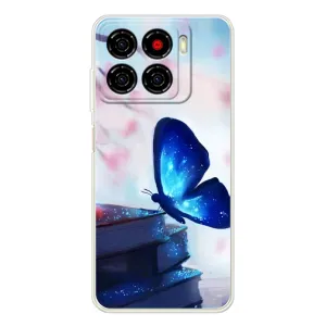 Силиконовый бампер с картинкой животных для ZTE Blade A56 (Бабочка синяя)