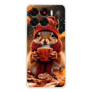 Печатный чехол «Зверята с кофе» для ZTE Blade A56 (Белка с кофе)