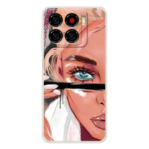Силиконовый Чехол на ZTE Blade A56 с картинкой Стильных Девушек (Девушка и ресницы)