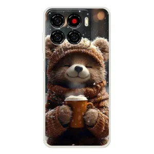 Печатный чехол «Зверята с кофе» для ZTE Blade A56 (Медвежонок с кофе)