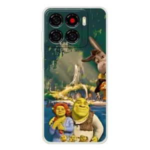 Печатный чехол с принтом Шрек для ZTE Blade A56 (Шрек и Фиона)