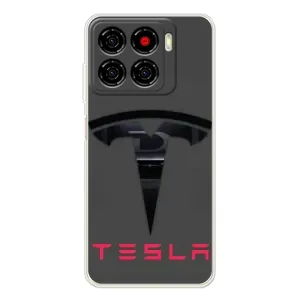 Силиконовый бампер с картинкой машины на ZTE Blade A56 (Logo TESLA)