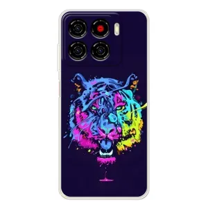 Силиконовый бампер с картинкой животных для ZTE Blade A56 (Тигр-Арт)