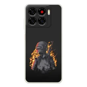 Силиконовый чехол с картинкой "Герой Pubg" на ZTE Blade A56 (В огне)