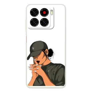 Силиконовый Чехол на ZTE Blade A56 с картинкой Стильных Девушек (В зеленом)