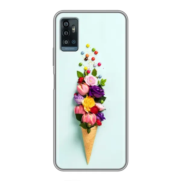 Чехол с рисунком «Цветок-мороженное» для ZTE Blade A71 Чехол с рисунком «Цветок-мороженное» для ZTE Blade A71
