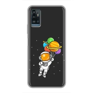 Силиконовый Чехол с принтом "Космонавты" на ZTE Blade A71 (Космонавт с шариками)