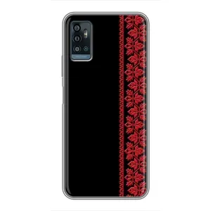 Силиконовый Чехол на ZTE Blade A71 (Красная Вышиванка)
