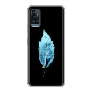 Чохол з картинками на чорному фоні для ZTE Blade A71 (Листя)