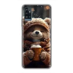 Друкований чохол 'Звірята з кавою' для ZTE Blade A71 (Ведмедик з кавою)