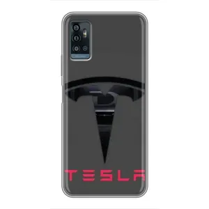Силиконовый бампер с картинкой машины на ZTE Blade A71 (Logo TESLA)