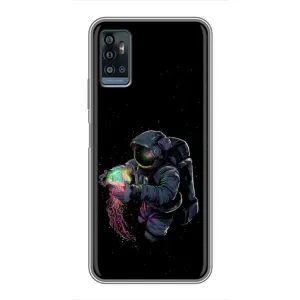 Силиконовый Чехол с принтом "Космонавты" на ZTE Blade A71 (В руках земля)