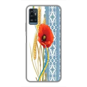 Силиконовый Чехол на ZTE Blade A71 с картинкой Вышиванки (Вышиванка с цветком)