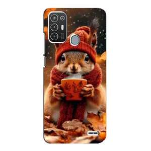 Печатный чехол «Зверята с кофе» для ZTE Blade A72 (Белка с кофе)