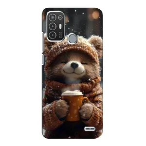 Печатный чехол «Зверята с кофе» для ZTE Blade A72 (Медвежонок с кофе)