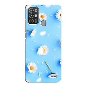 Чехол с Цветами для ZTE Blade A72 (ромашки на голубом)