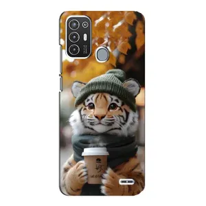 Печатный чехол «Зверята с кофе» для ZTE Blade A72 (Тигр с кофе)